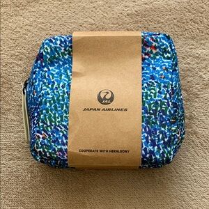Japan Airlines Blue Patterned Travel Pouch toiletry bag